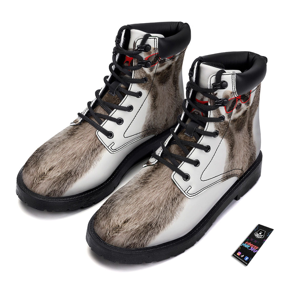 Funny Raccoon Print Boots-grizzshop