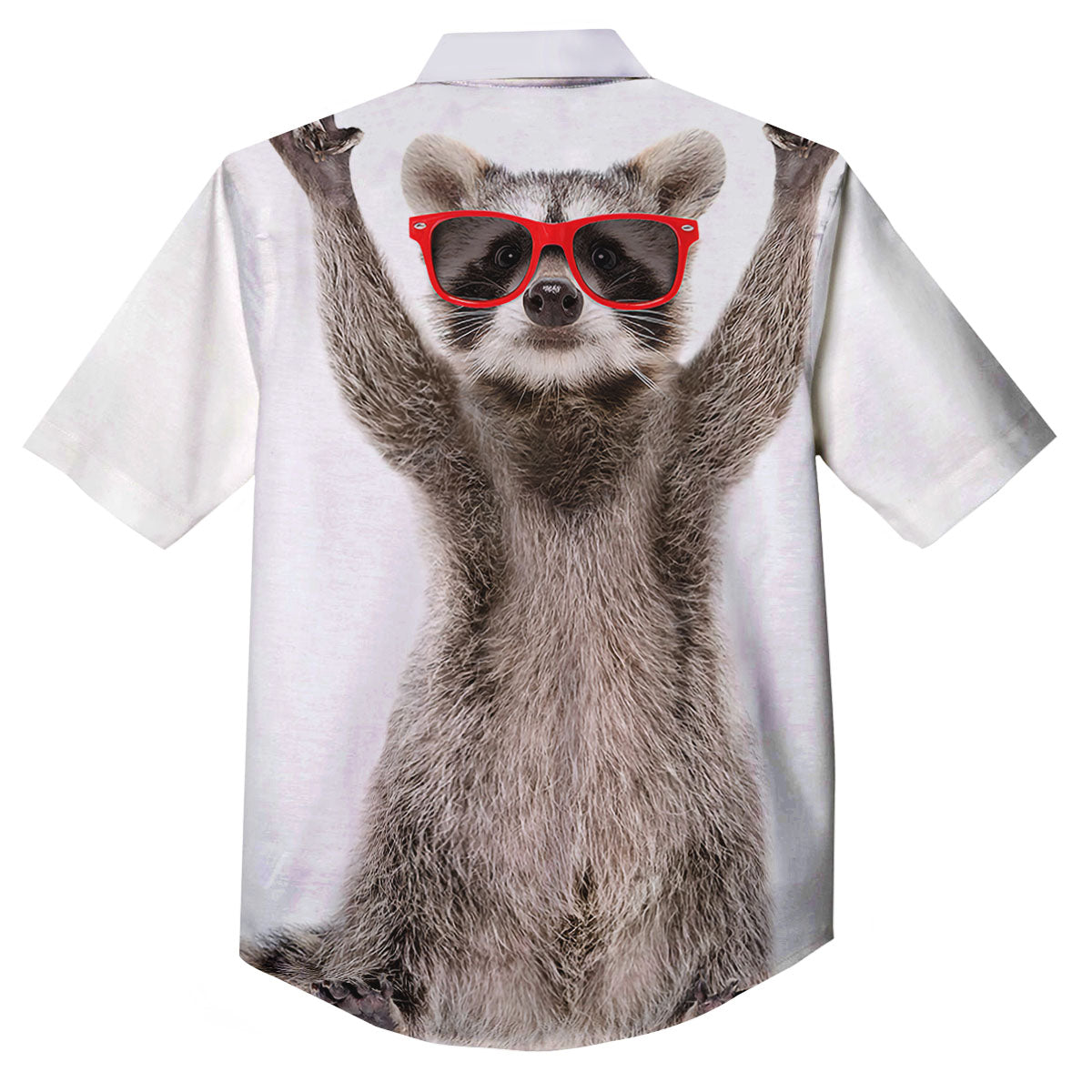 Funny Raccoon Print Button Up Shirt-grizzshop