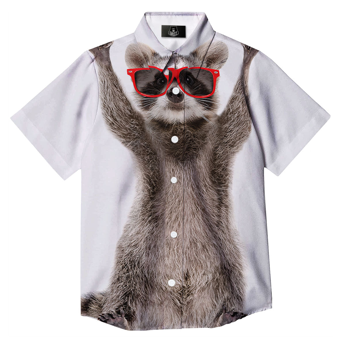 Funny Raccoon Print Button Up Shirt-grizzshop