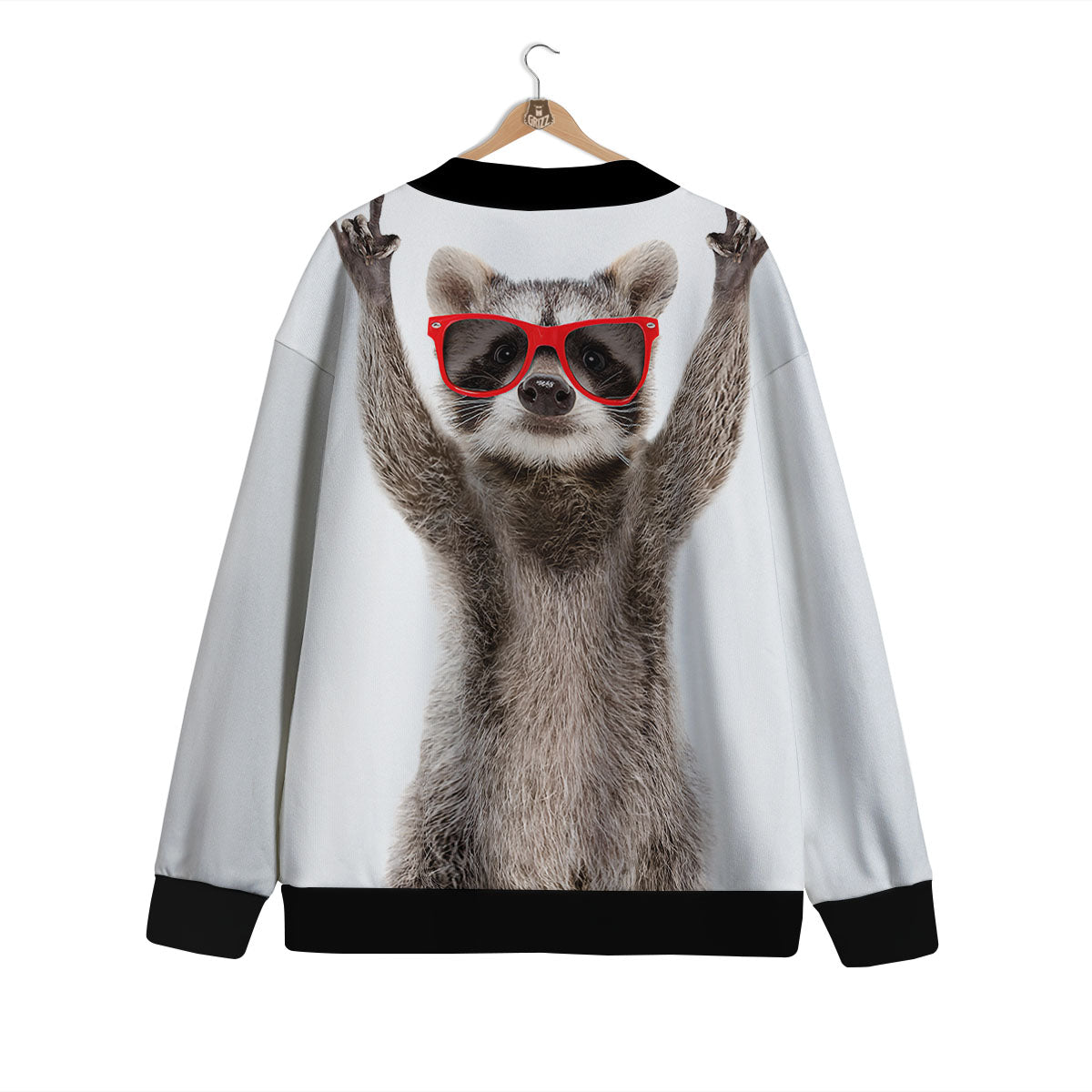 Funny Raccoon Print Cardigan-grizzshop