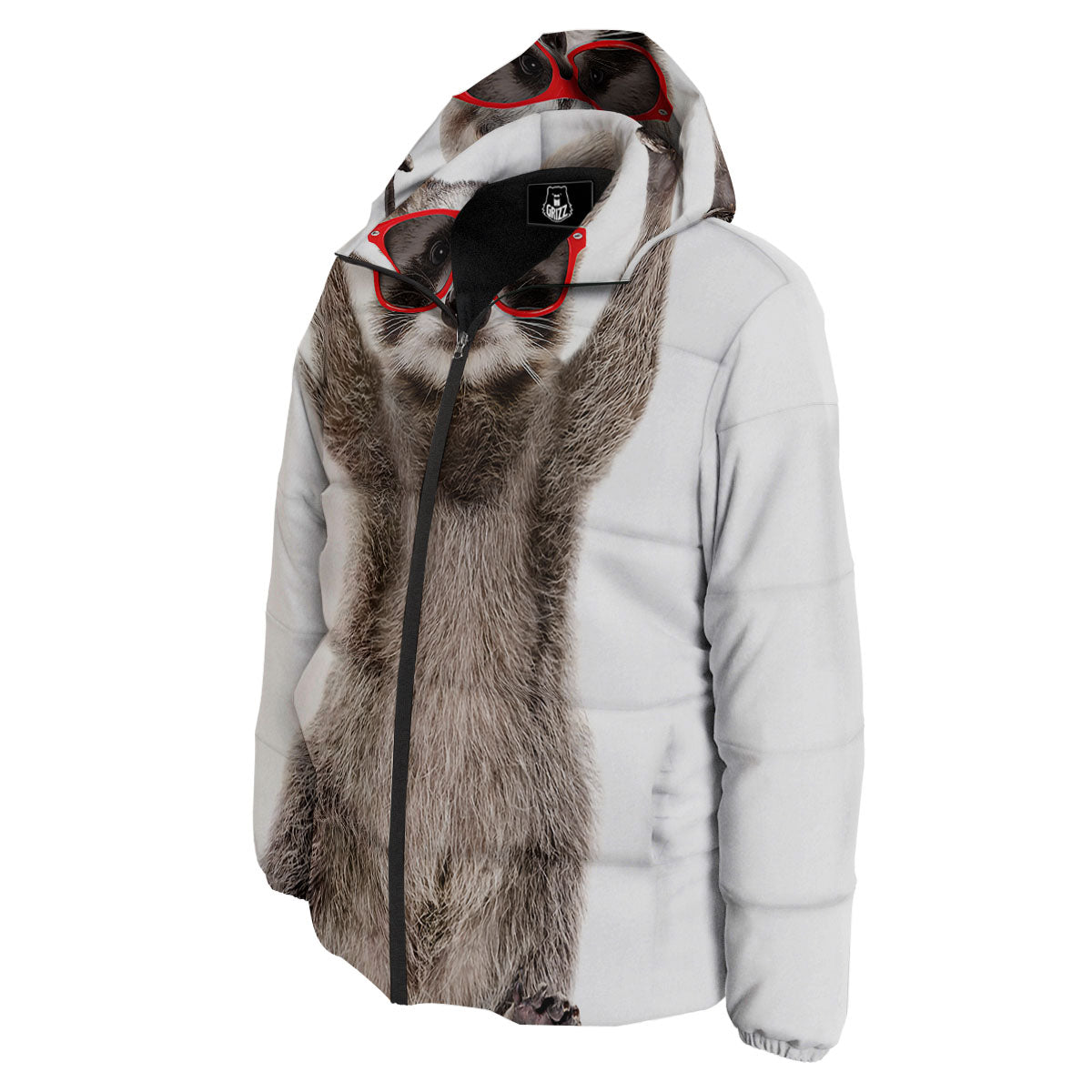 Funny Raccoon Print Down Jacket-grizzshop