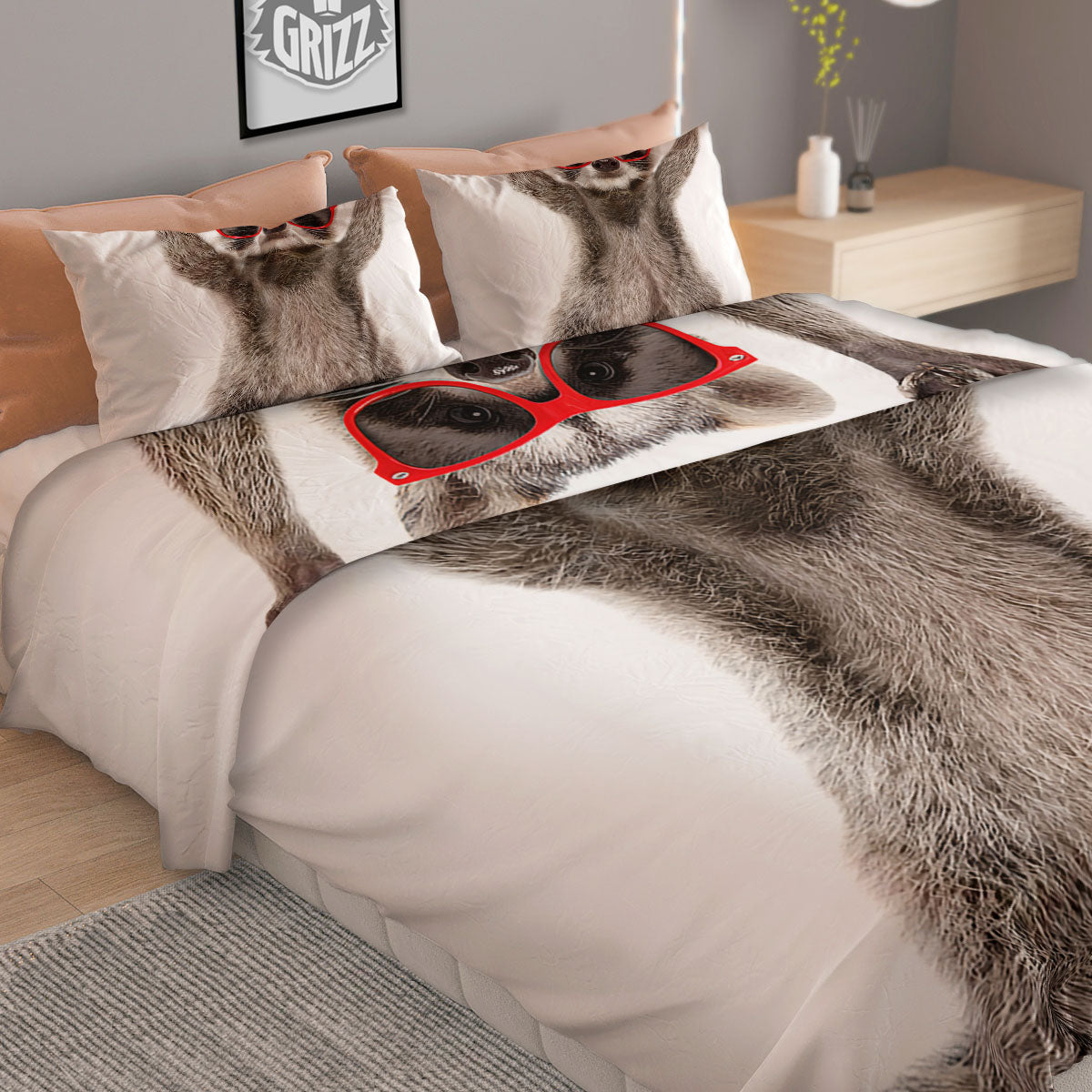 Funny Raccoon Print Duvet Cover Bedding Set