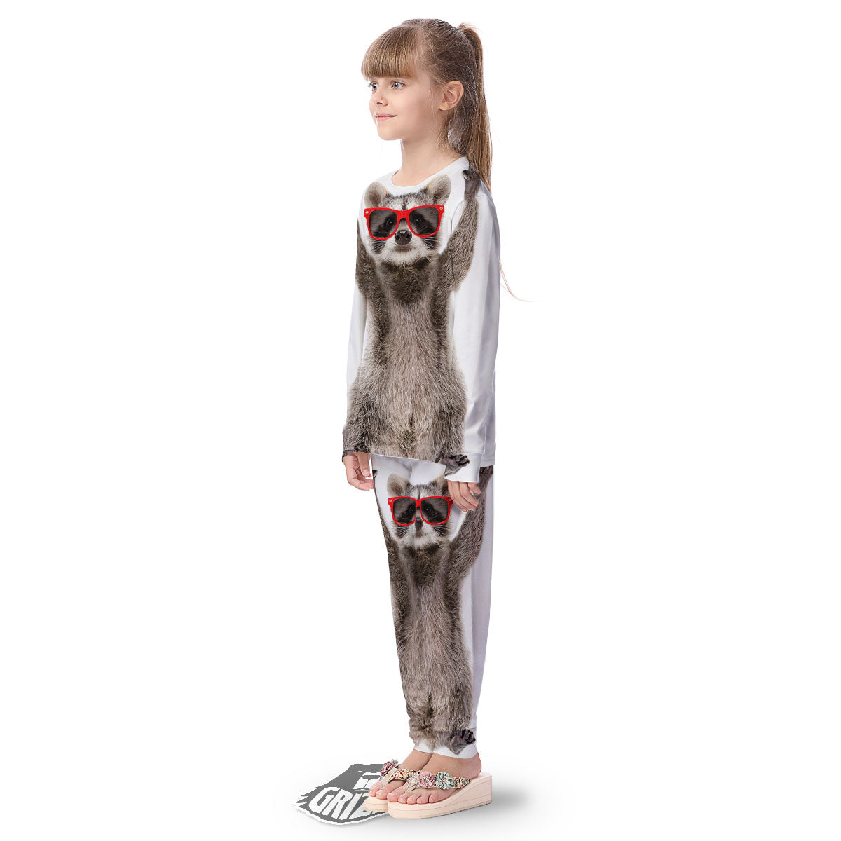 Funny Raccoon Print Kid's Pajamas-grizzshop