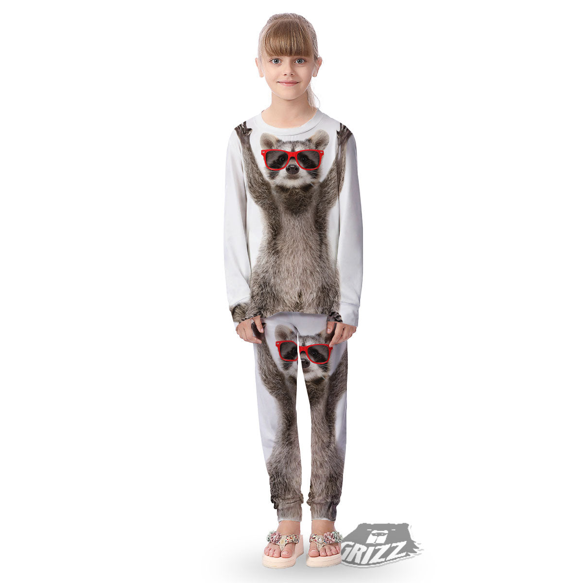 Funny Raccoon Print Kid's Pajamas-grizzshop