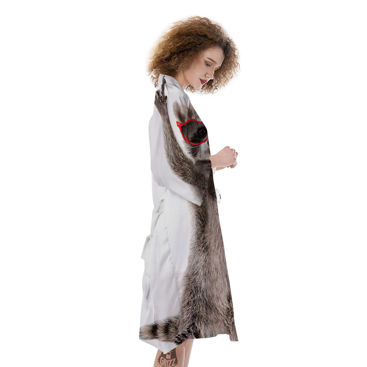 Funny Raccoon Print Kimono-grizzshop