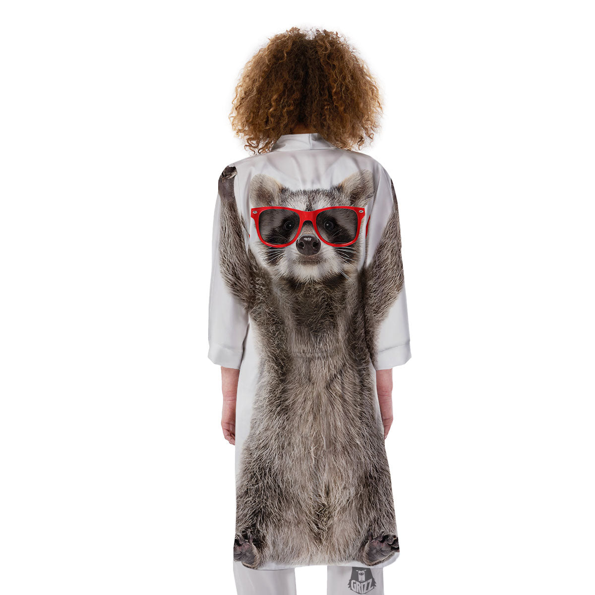 Funny Raccoon Print Kimono-grizzshop