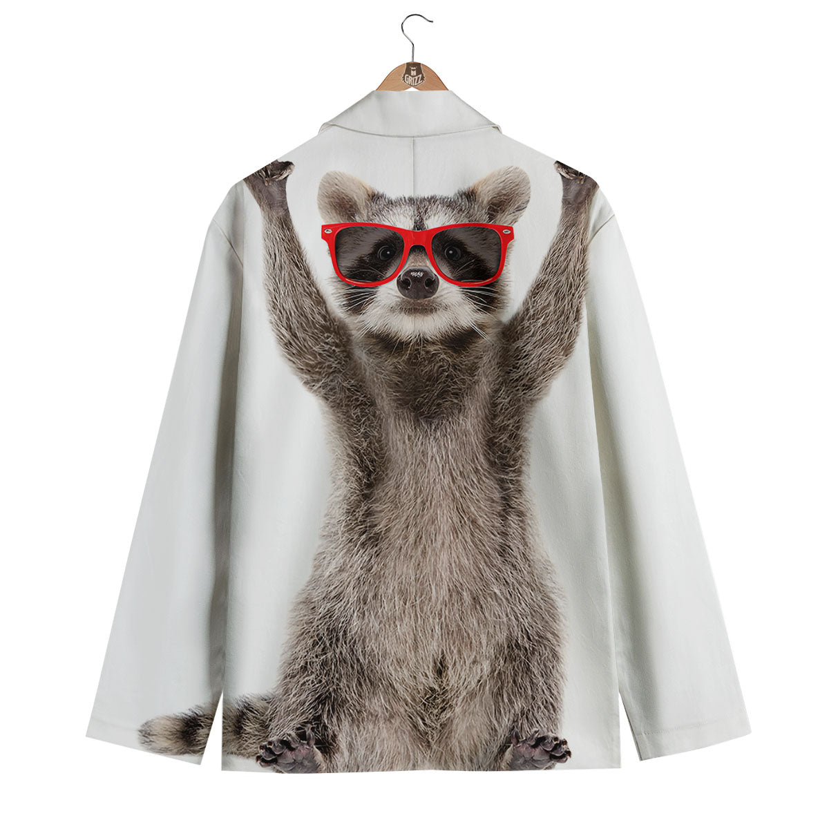 Funny Raccoon Print Men's Blazer-grizzshop