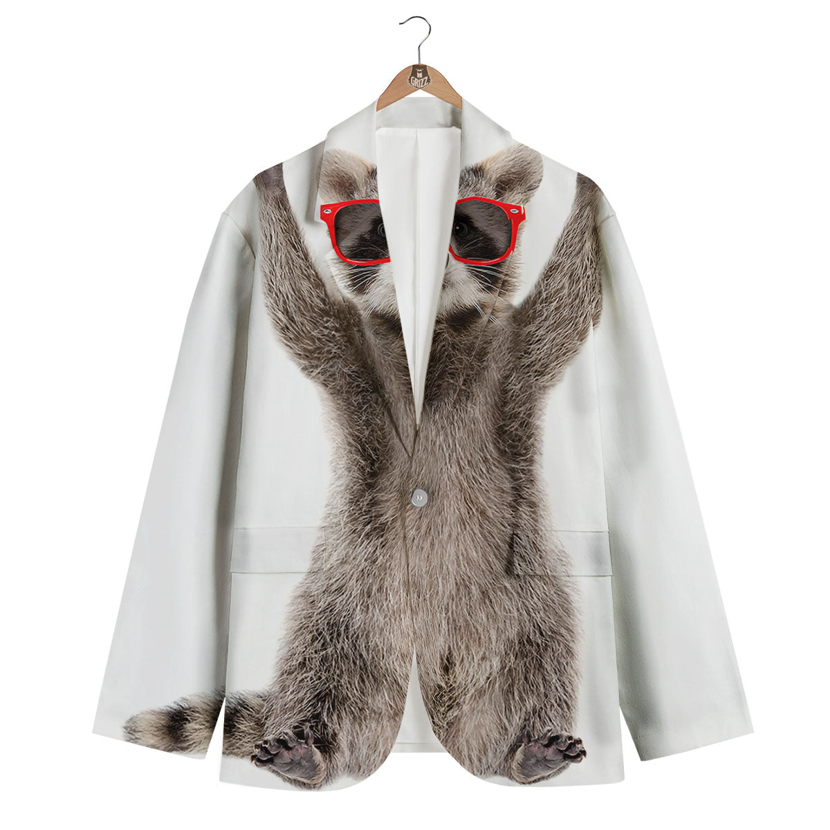 Funny Raccoon Print Men's Blazer-grizzshop