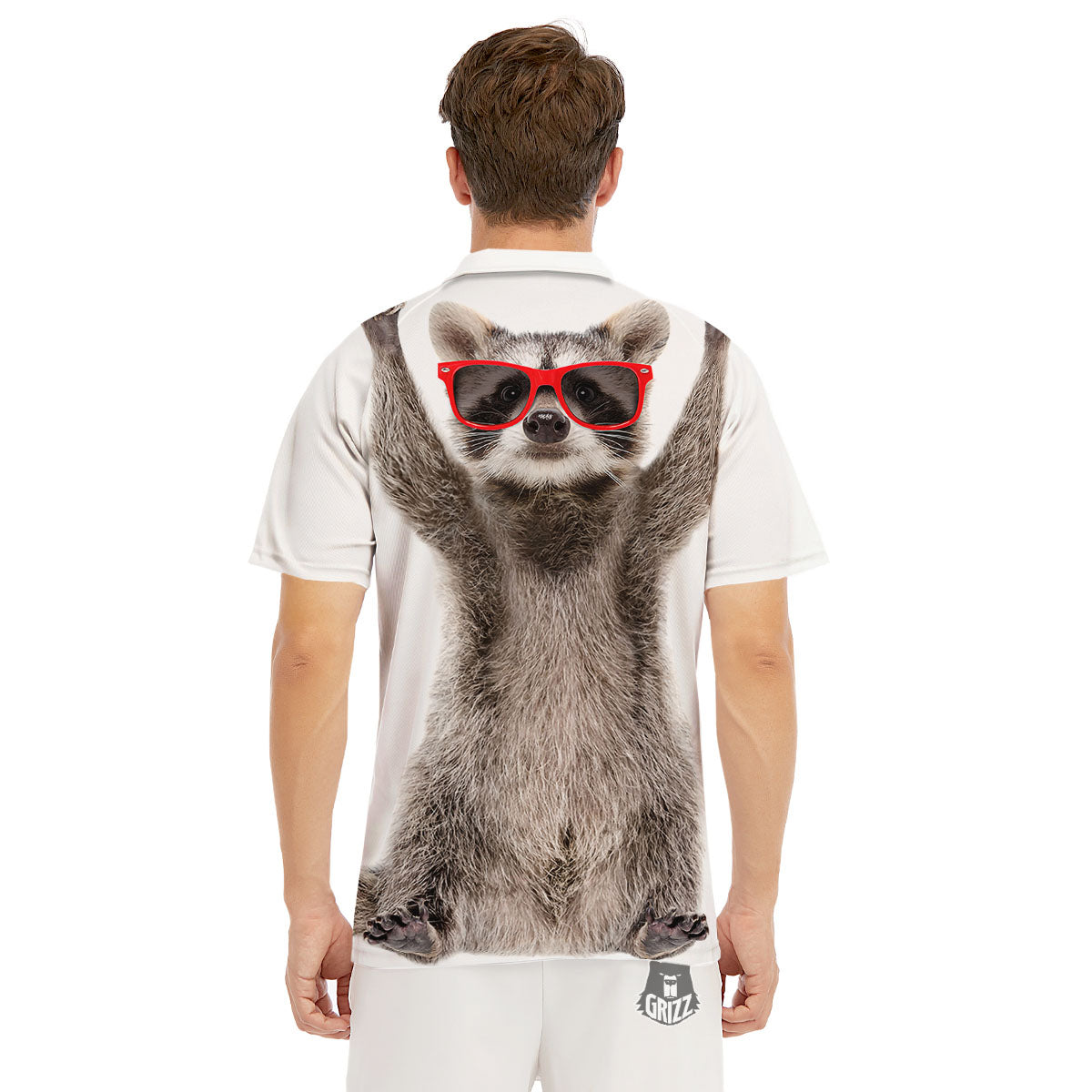 Funny Raccoon Print Men's Golf Shirts-grizzshop