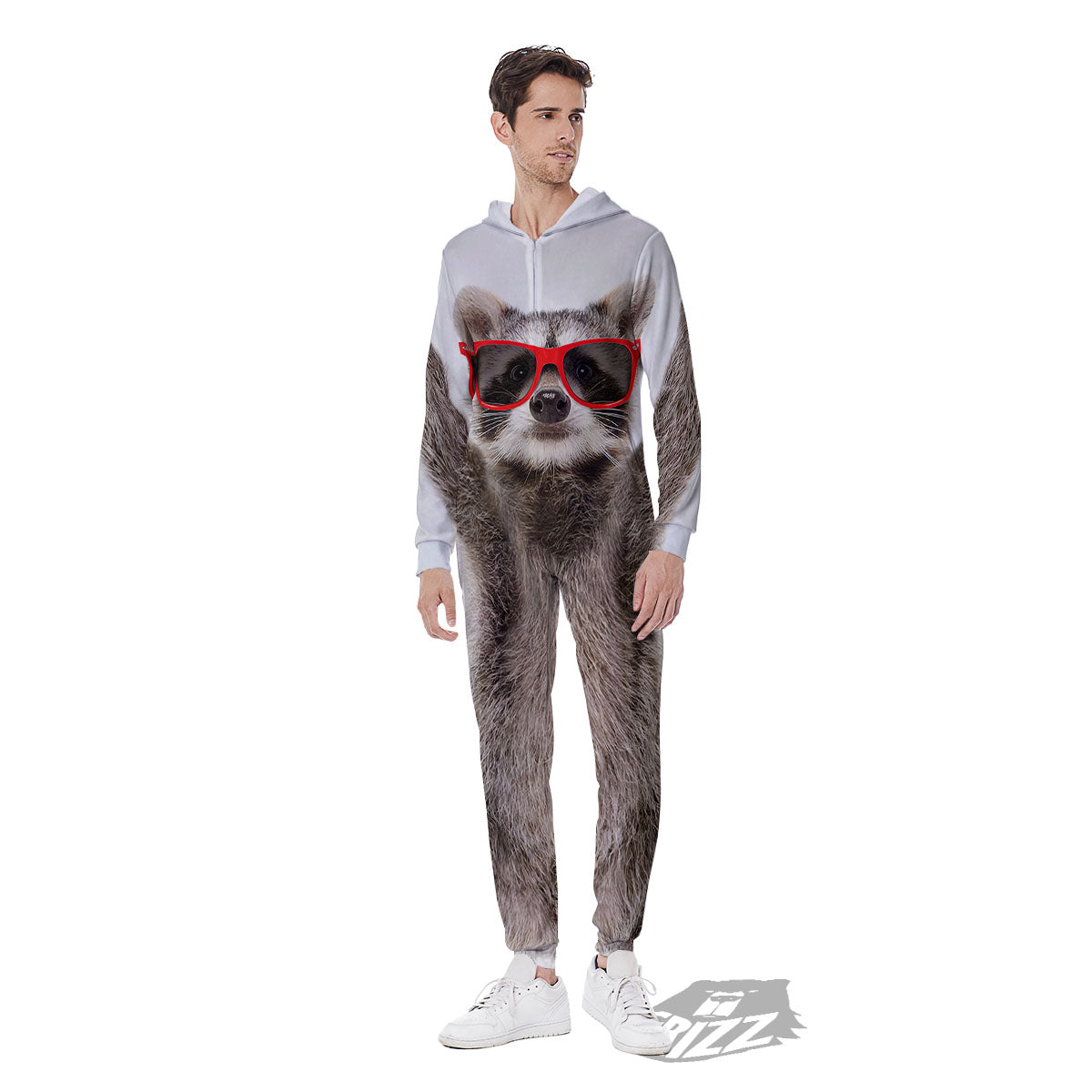 Funny Raccoon Print Men's Jumpsuit-grizzshop