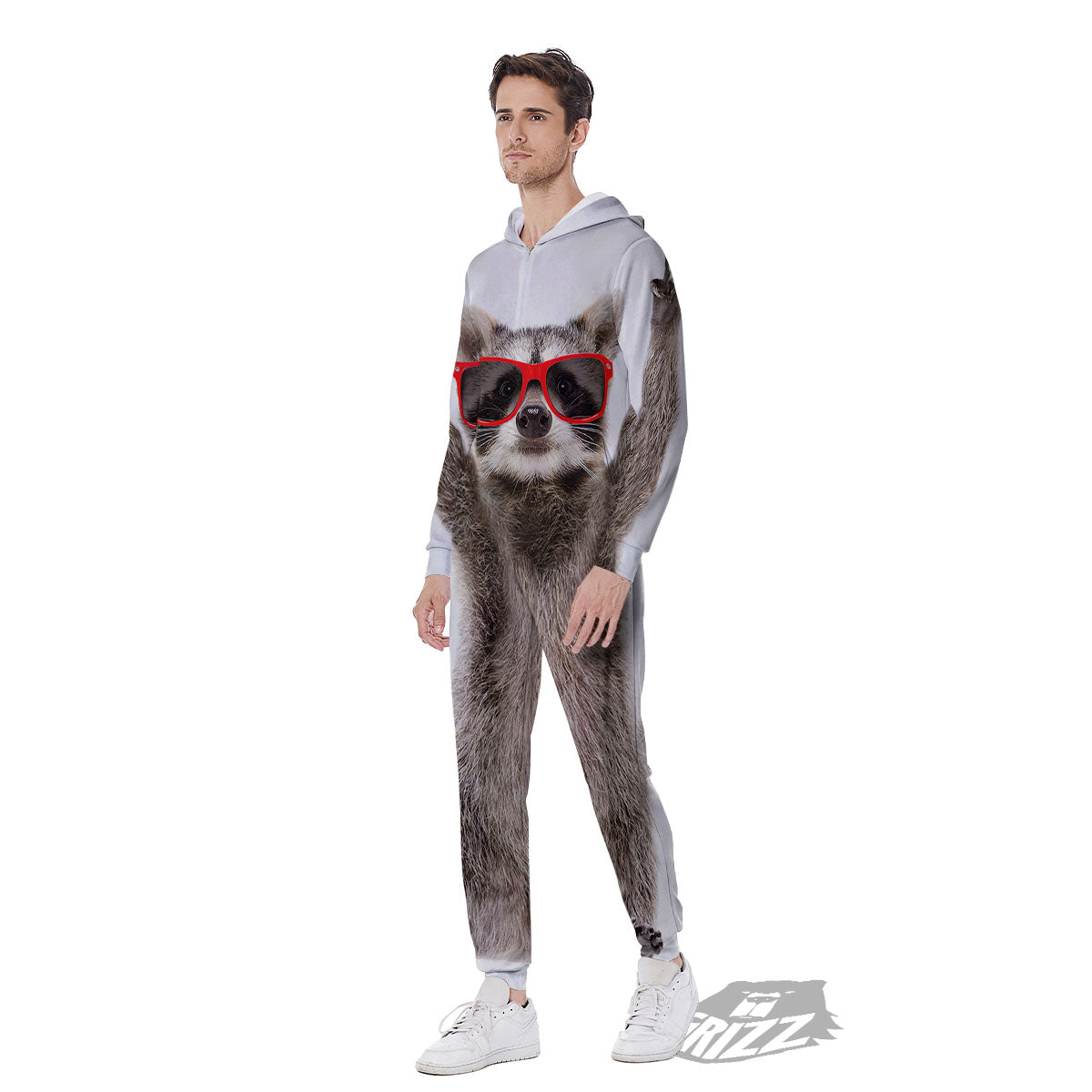 Funny Raccoon Print Men's Jumpsuit-grizzshop