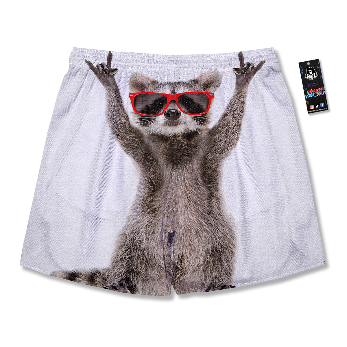 Funny Raccoon Print Men's Running Shorts-grizzshop