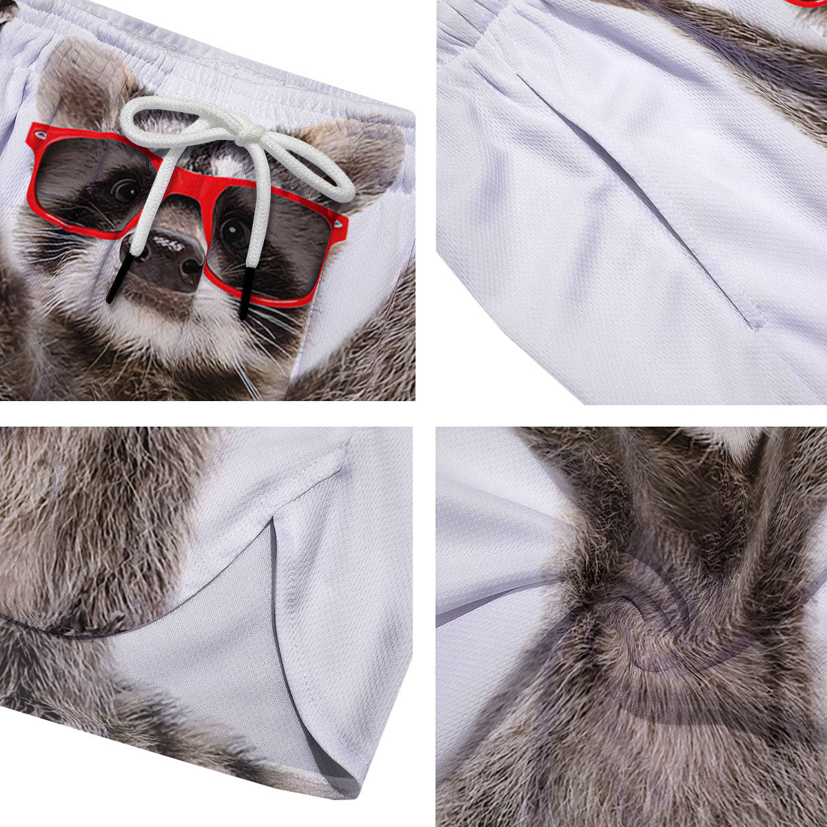 Funny Raccoon Print Men's Running Shorts-grizzshop