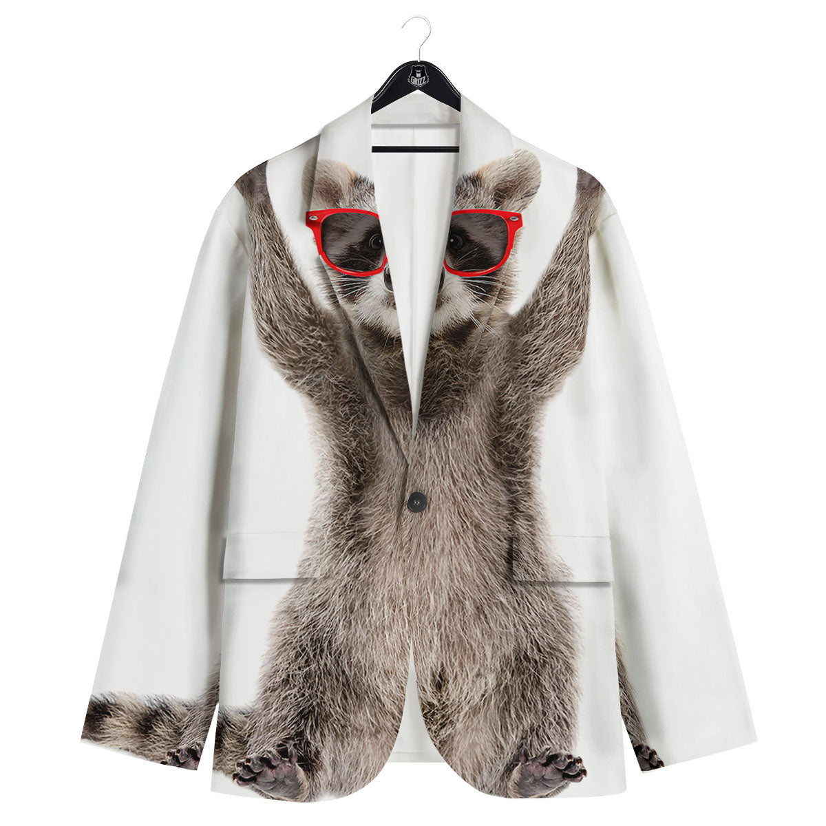 Funny Raccoon Print Men's Sport Coat-grizzshop