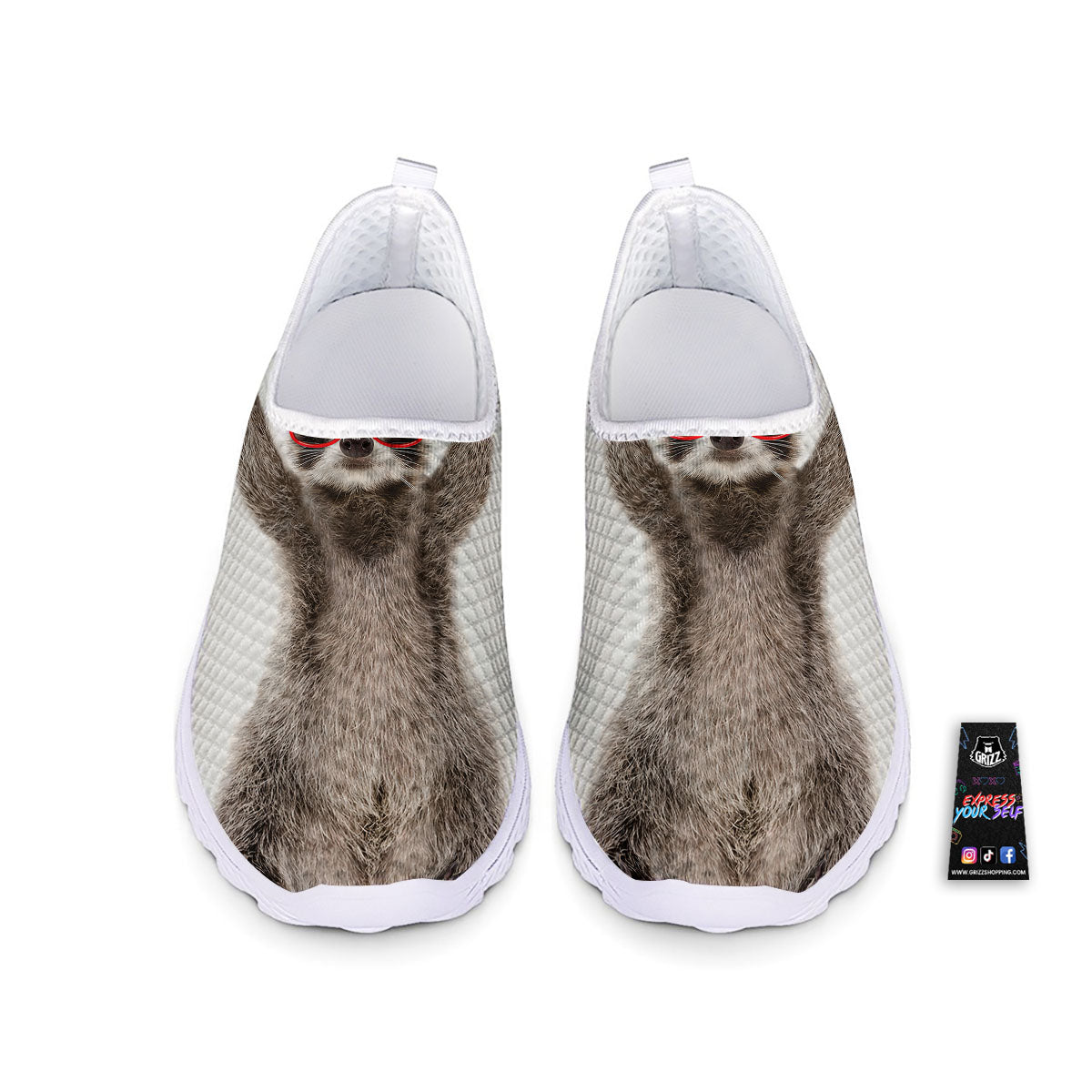Funny Raccoon Print Nurse Shoes-grizzshop