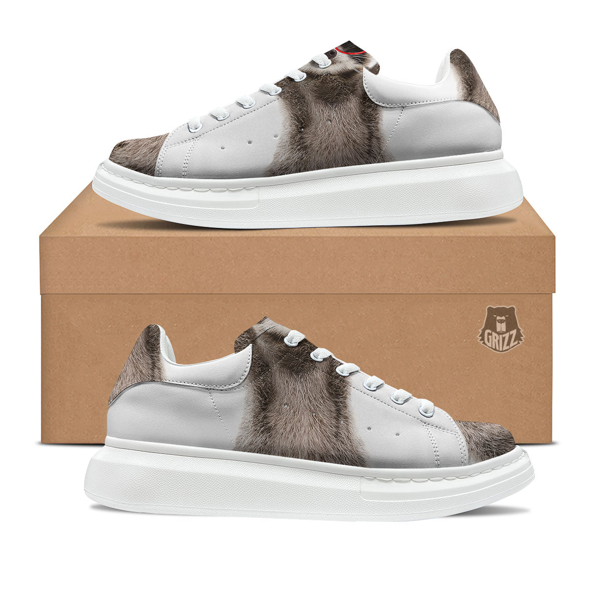 Funny Raccoon Print Platform Shoes-grizzshop
