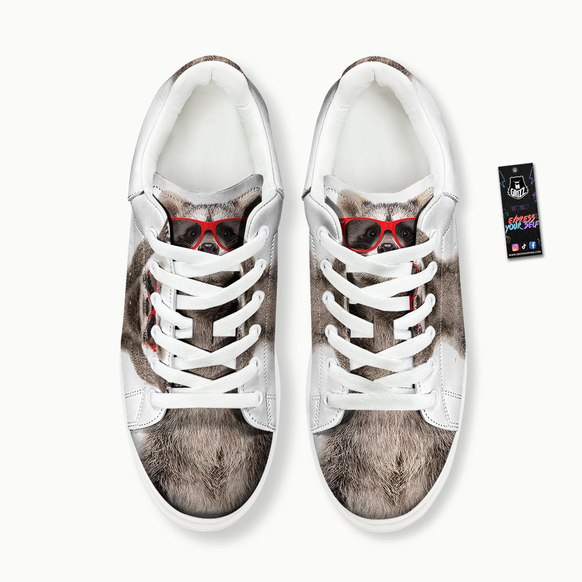 Funny Raccoon Print Platform Shoes-grizzshop