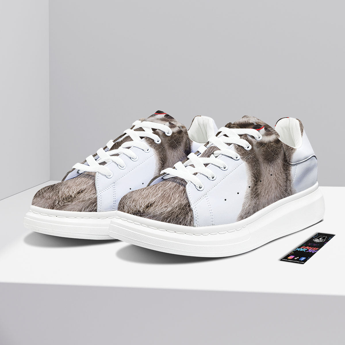 Funny Raccoon Print Platform Shoes-grizzshop