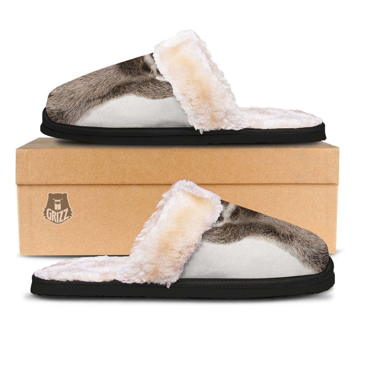 Funny Raccoon Print Slippers-grizzshop