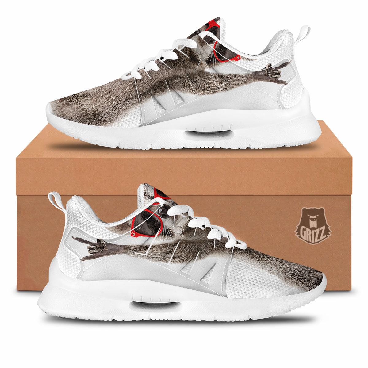 Funny Raccoon Print Tennis Shoes-grizzshop