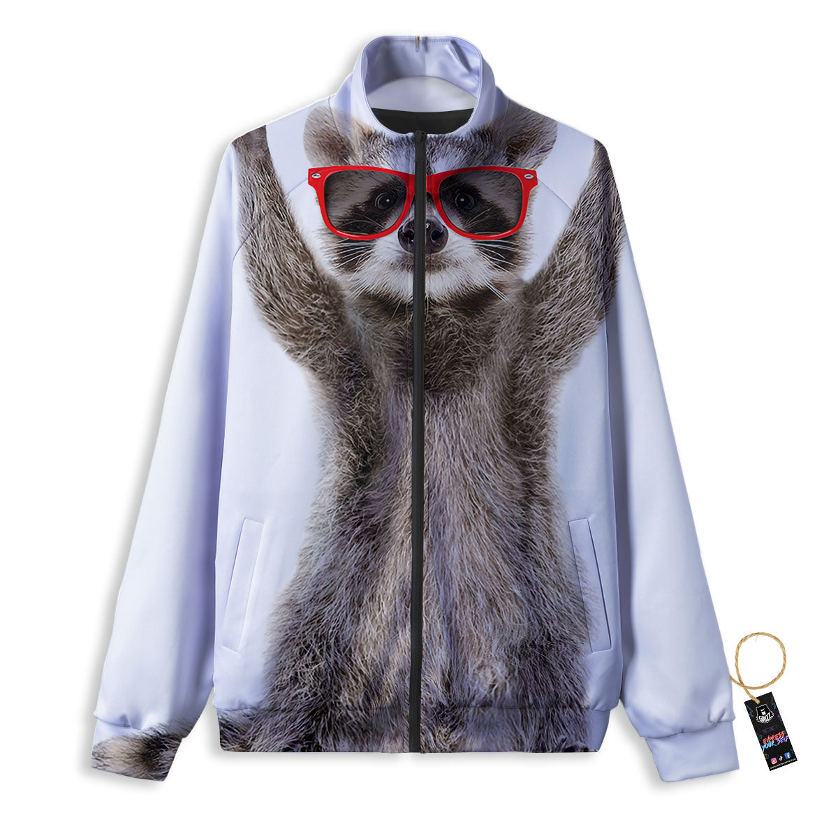 Funny Raccoon Print Track Jacket-grizzshop