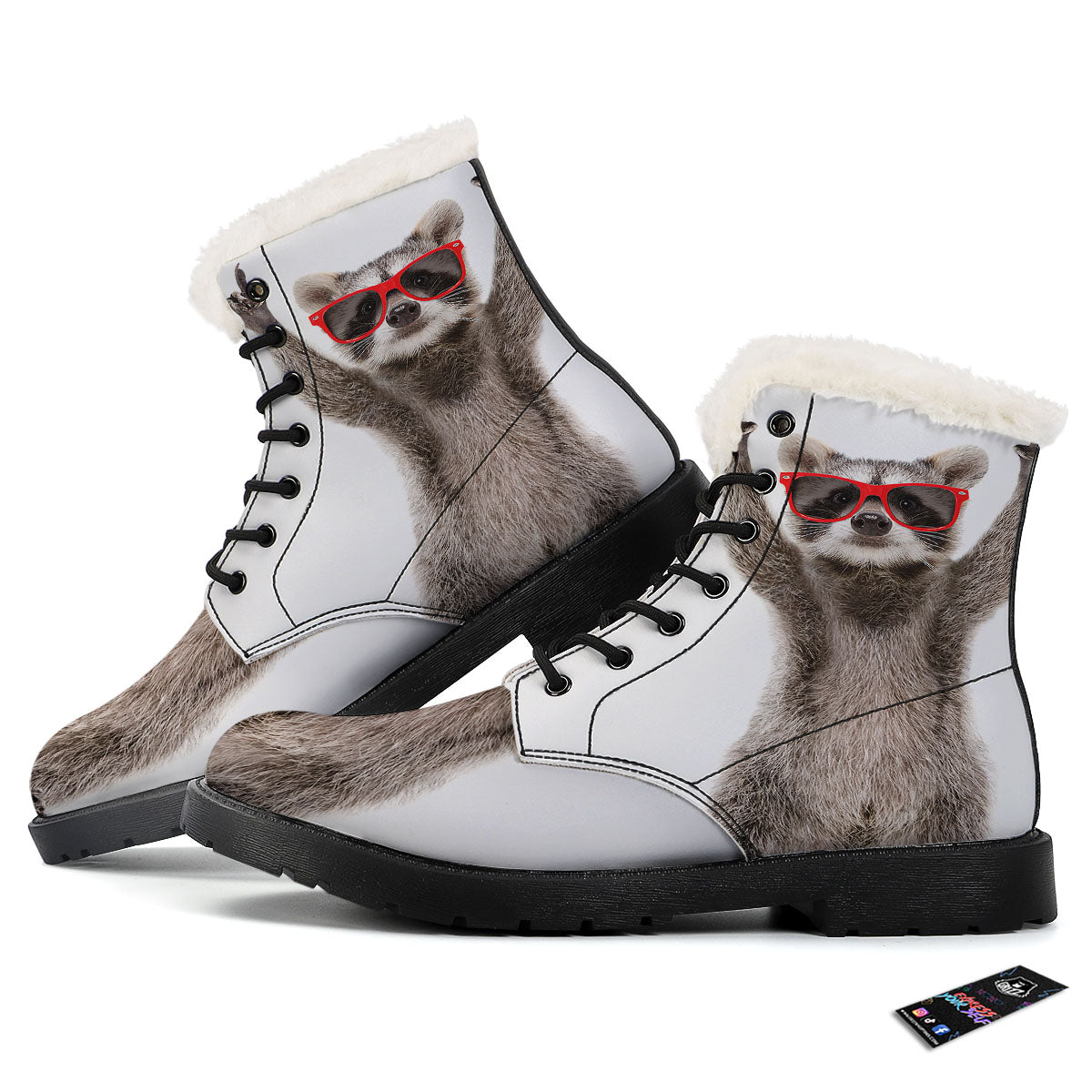 Funny Raccoon Print Winter Boots-grizzshop