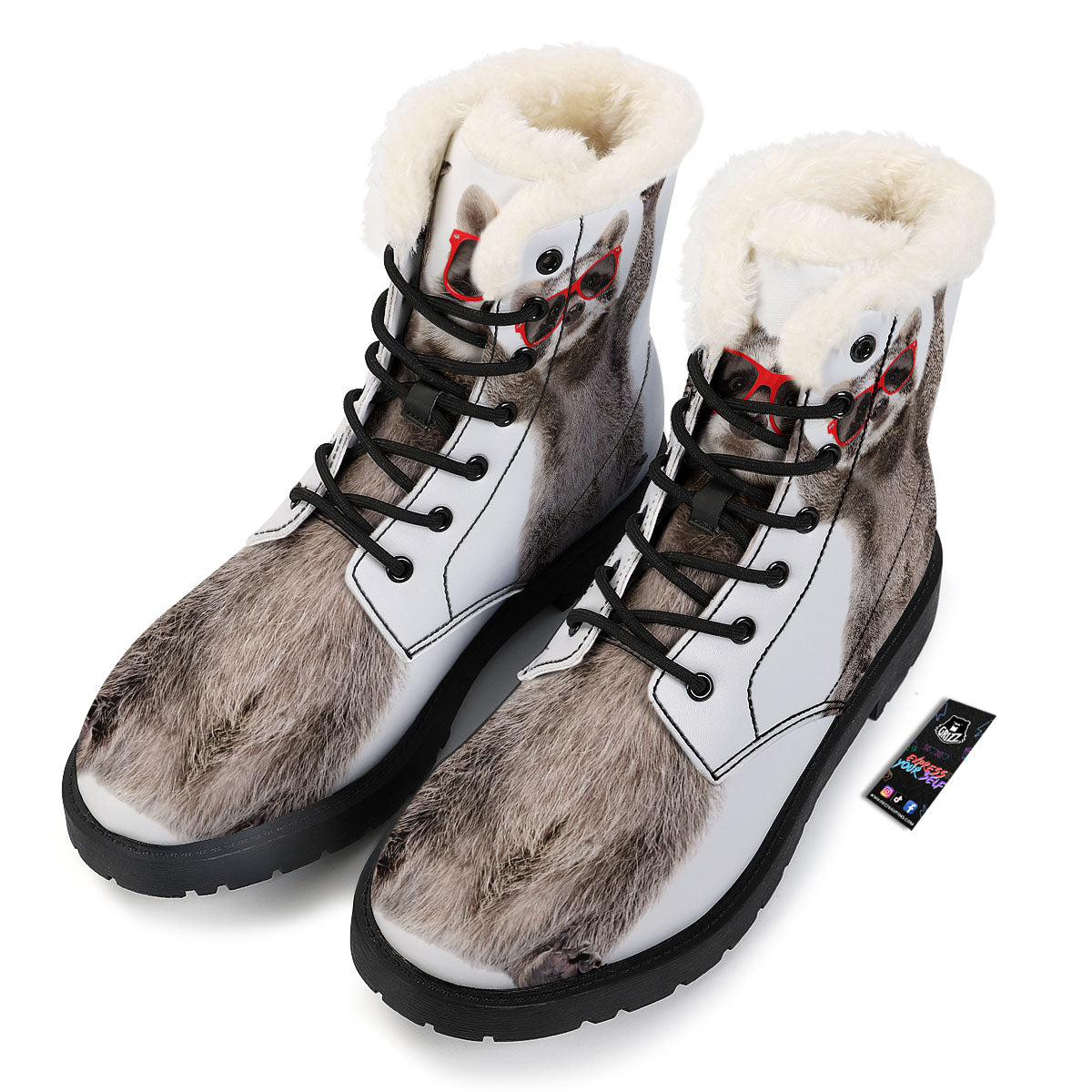 Funny Raccoon Print Winter Boots-grizzshop