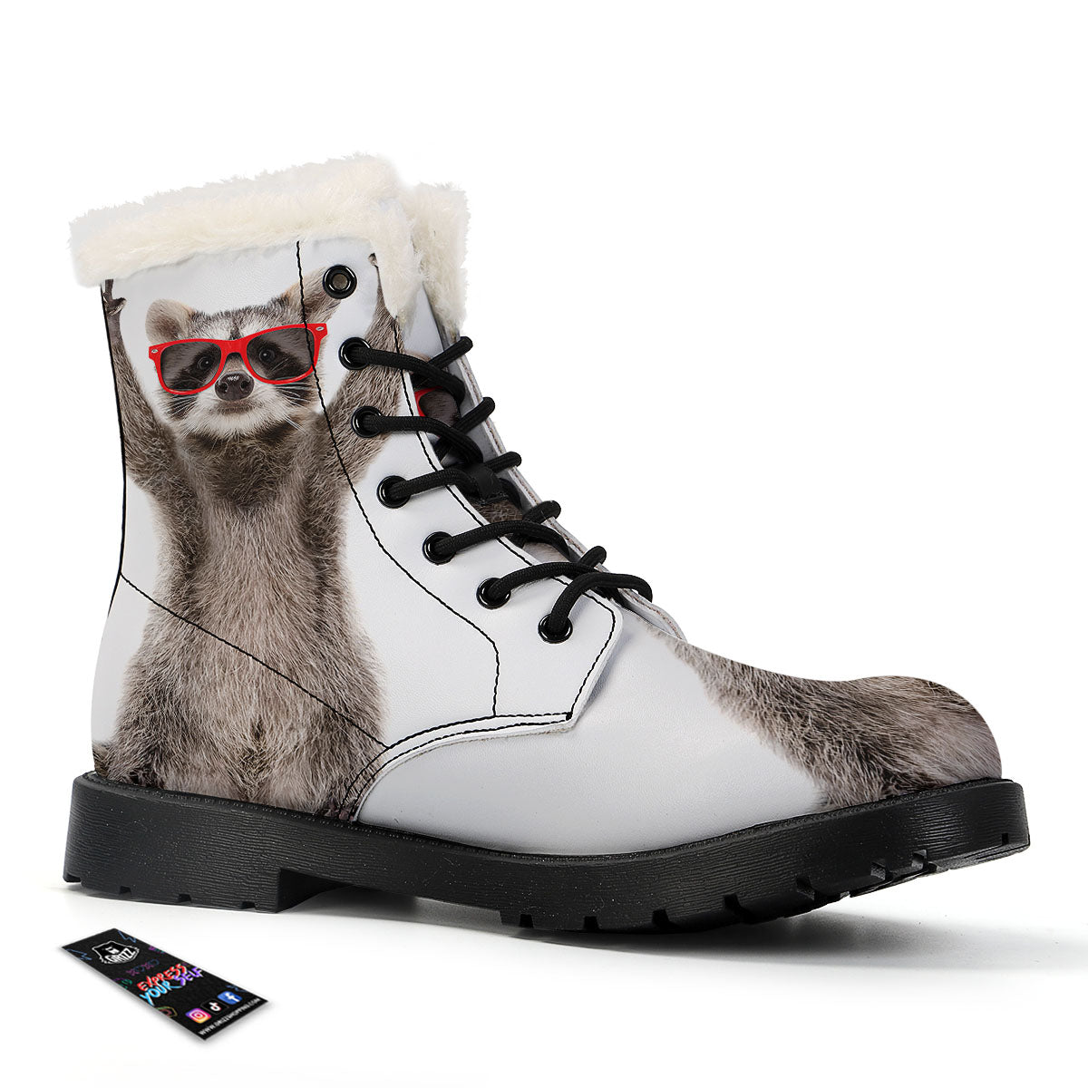 Funny Raccoon Print Winter Boots-grizzshop