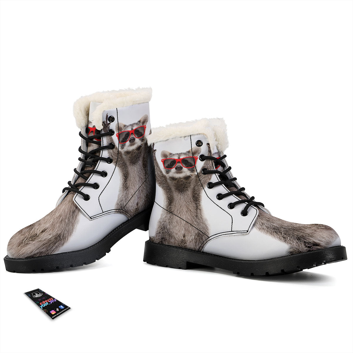 Funny Raccoon Print Winter Boots-grizzshop