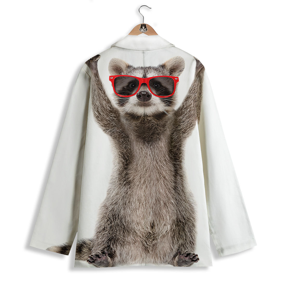 Funny Raccoon Print Women's Blazer-grizzshop