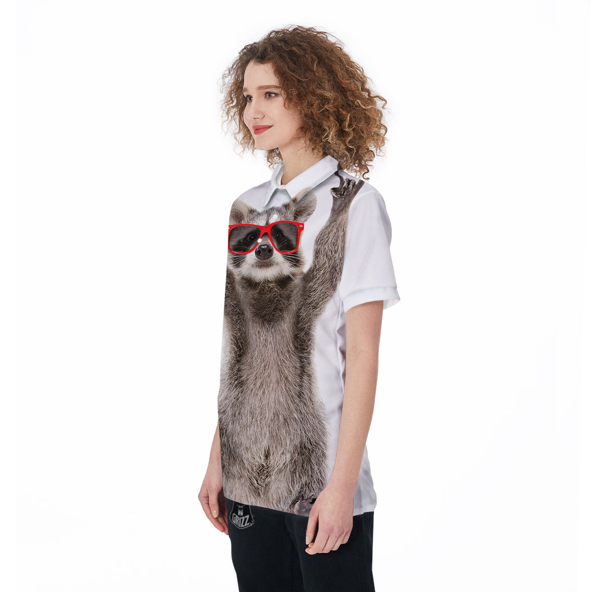 Funny Raccoon Print Women's Golf Shirts-grizzshop