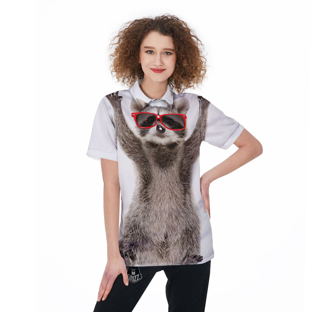 Funny Raccoon Print Women's Golf Shirts-grizzshop