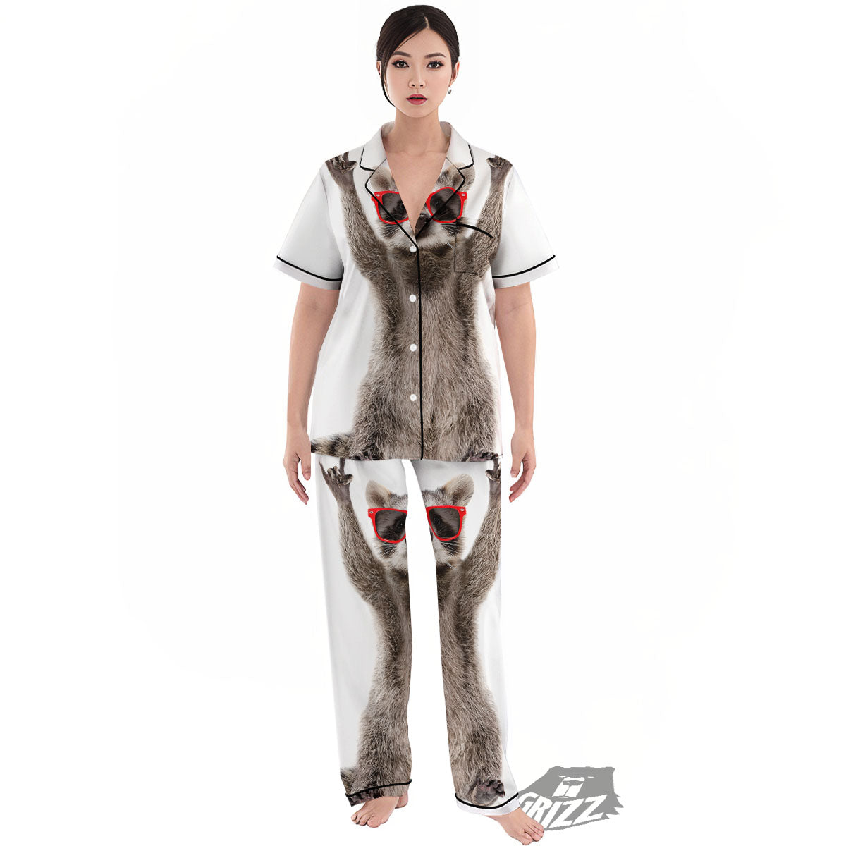 Funny Raccoon Print Women's Pajamas Set-grizzshop