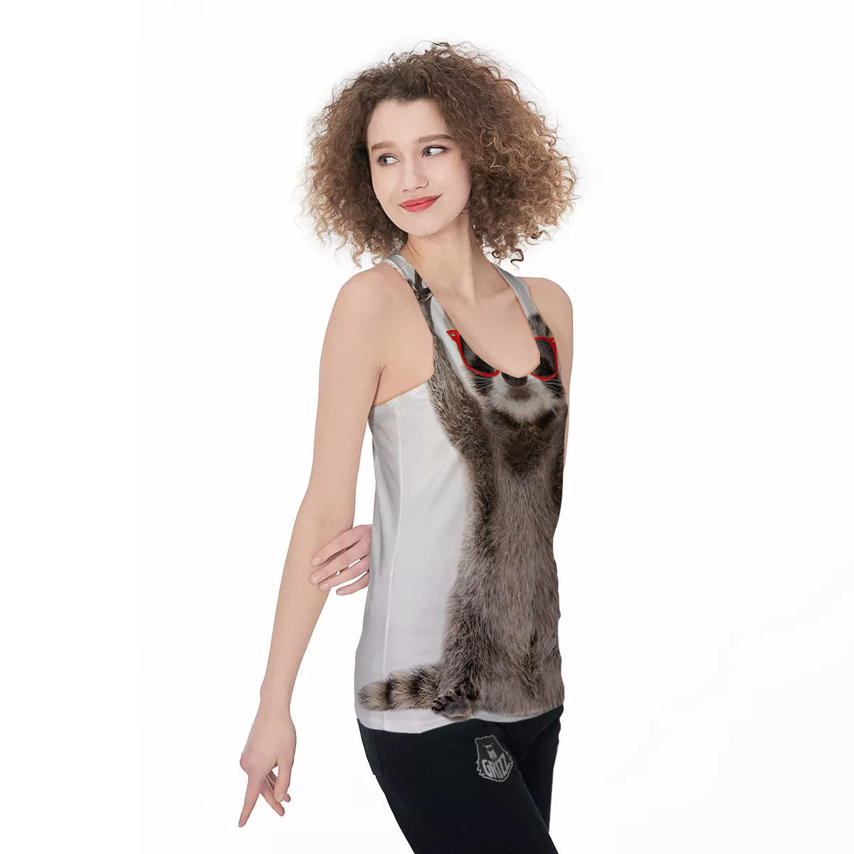 Funny Raccoon Print Women's Racerback Tank Top-grizzshop