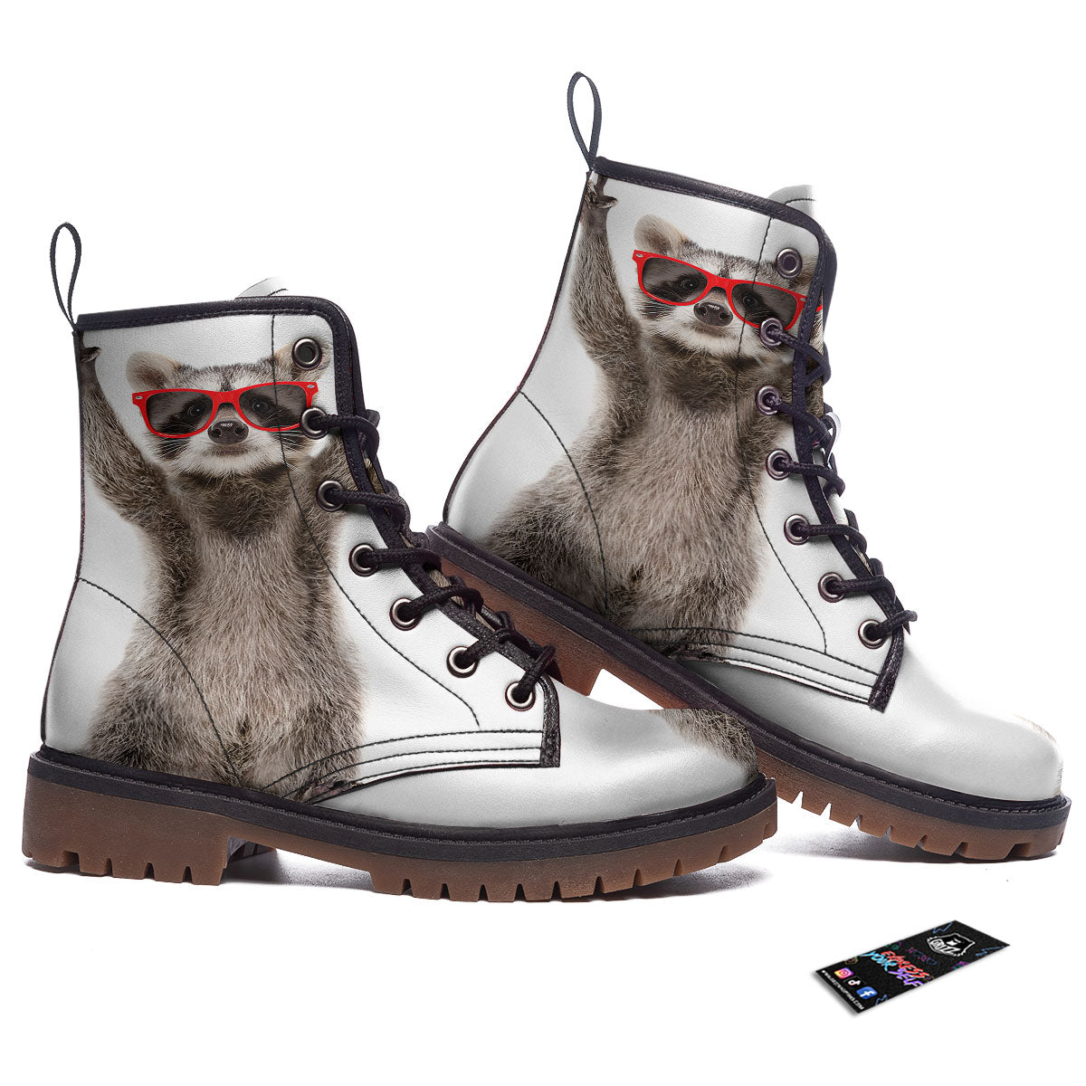 Funny Raccoon Print Work Boots-grizzshop