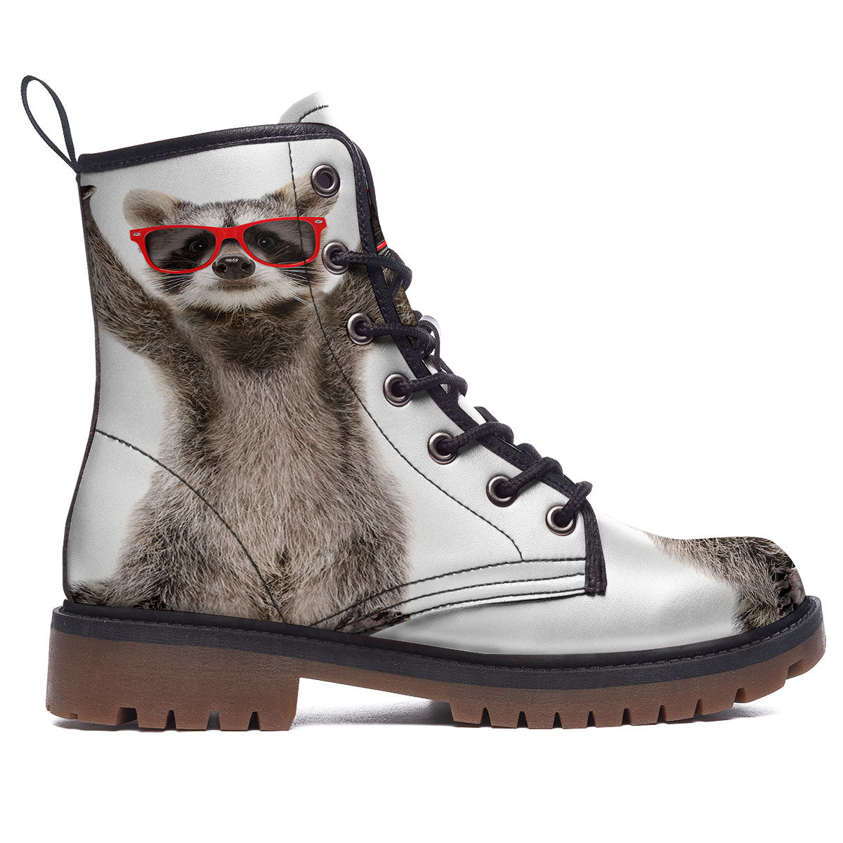 Funny Raccoon Print Work Boots-grizzshop