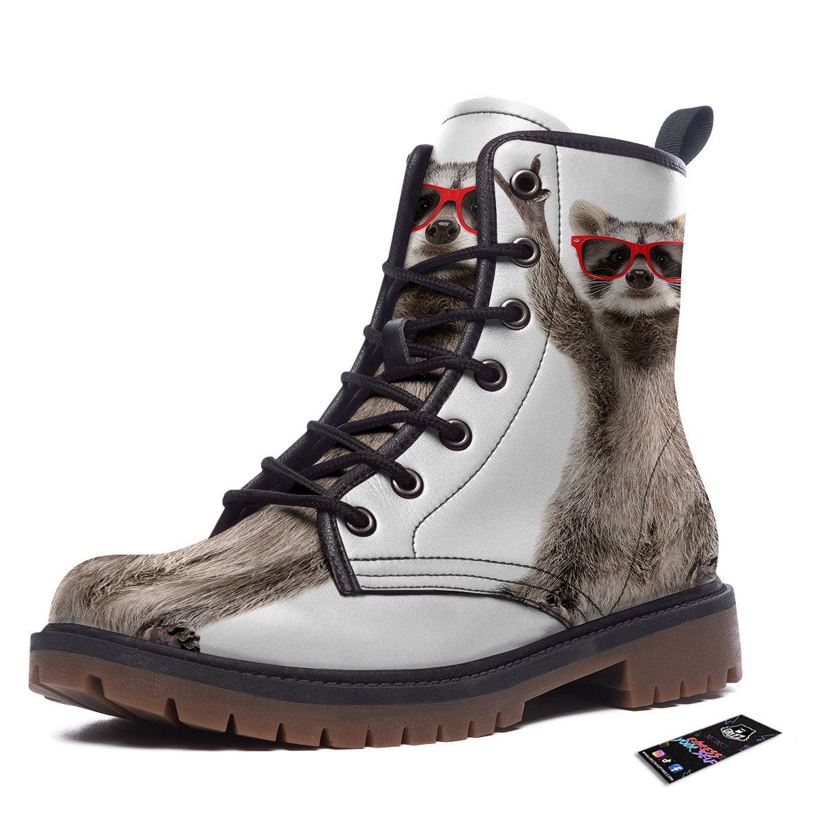 Funny Raccoon Print Work Boots-grizzshop