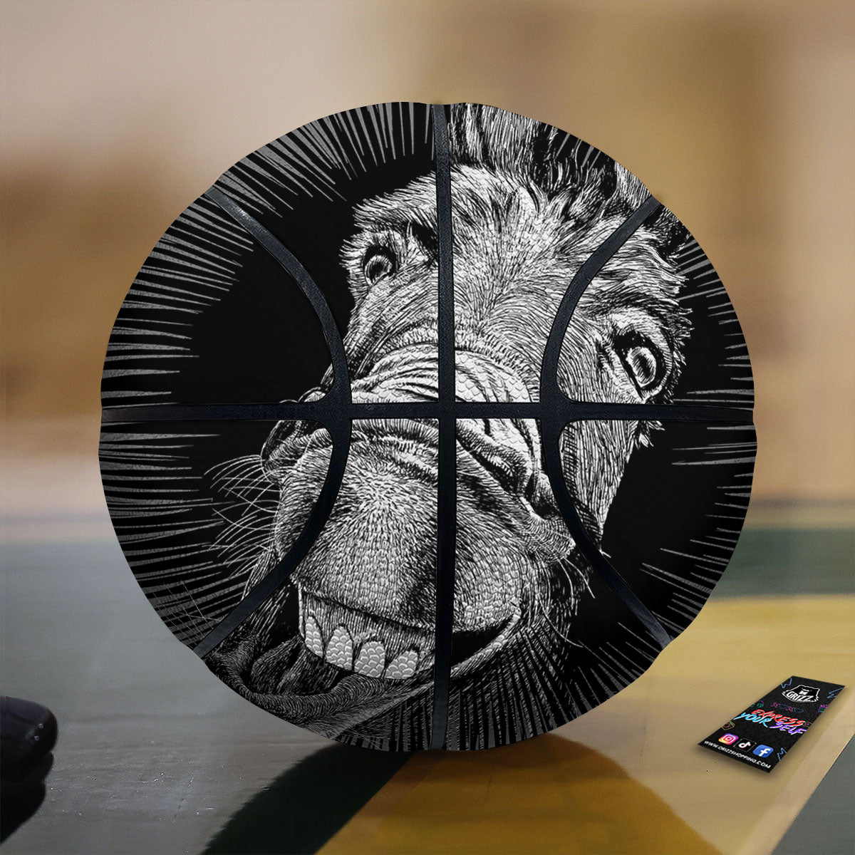 Funny Donkey White And Black Print Basketball