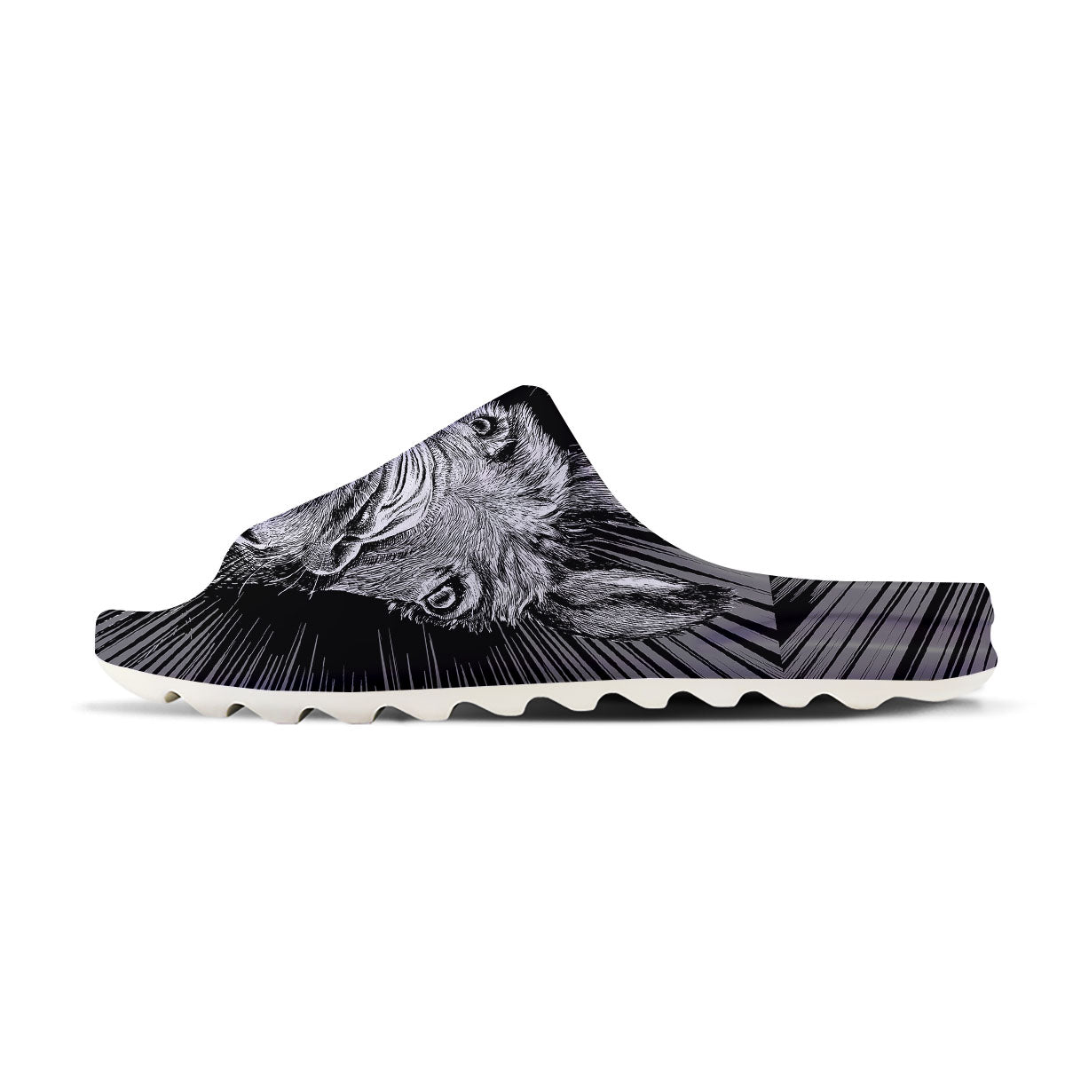 Funny Donkey White And Black Print Sandals-grizzshop
