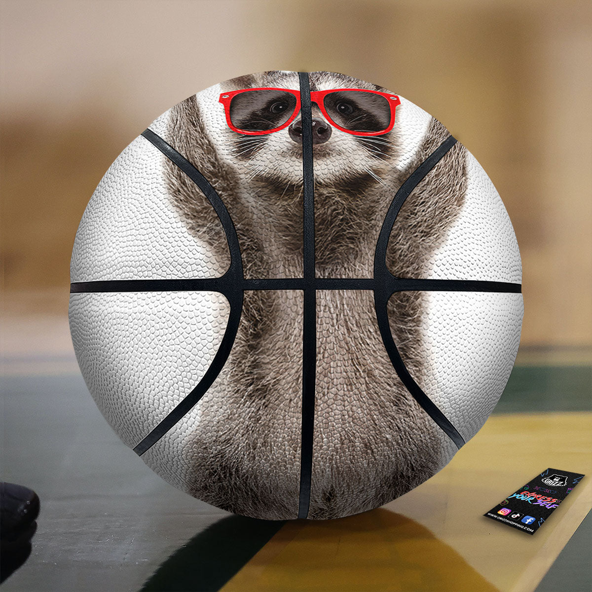 Grey Orange And White Tartan Print Pattern Basketball