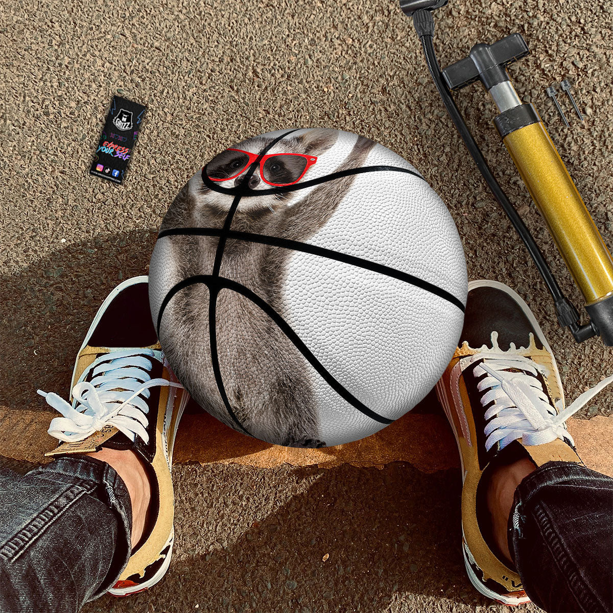 Grey Orange And White Tartan Print Pattern Basketball