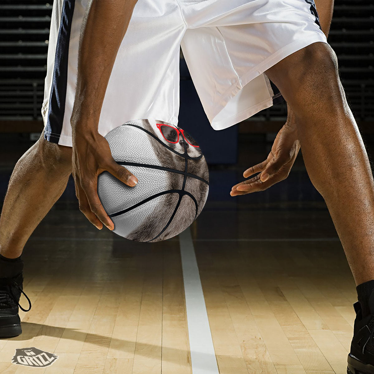 Grey Orange And White Tartan Print Pattern Basketball
