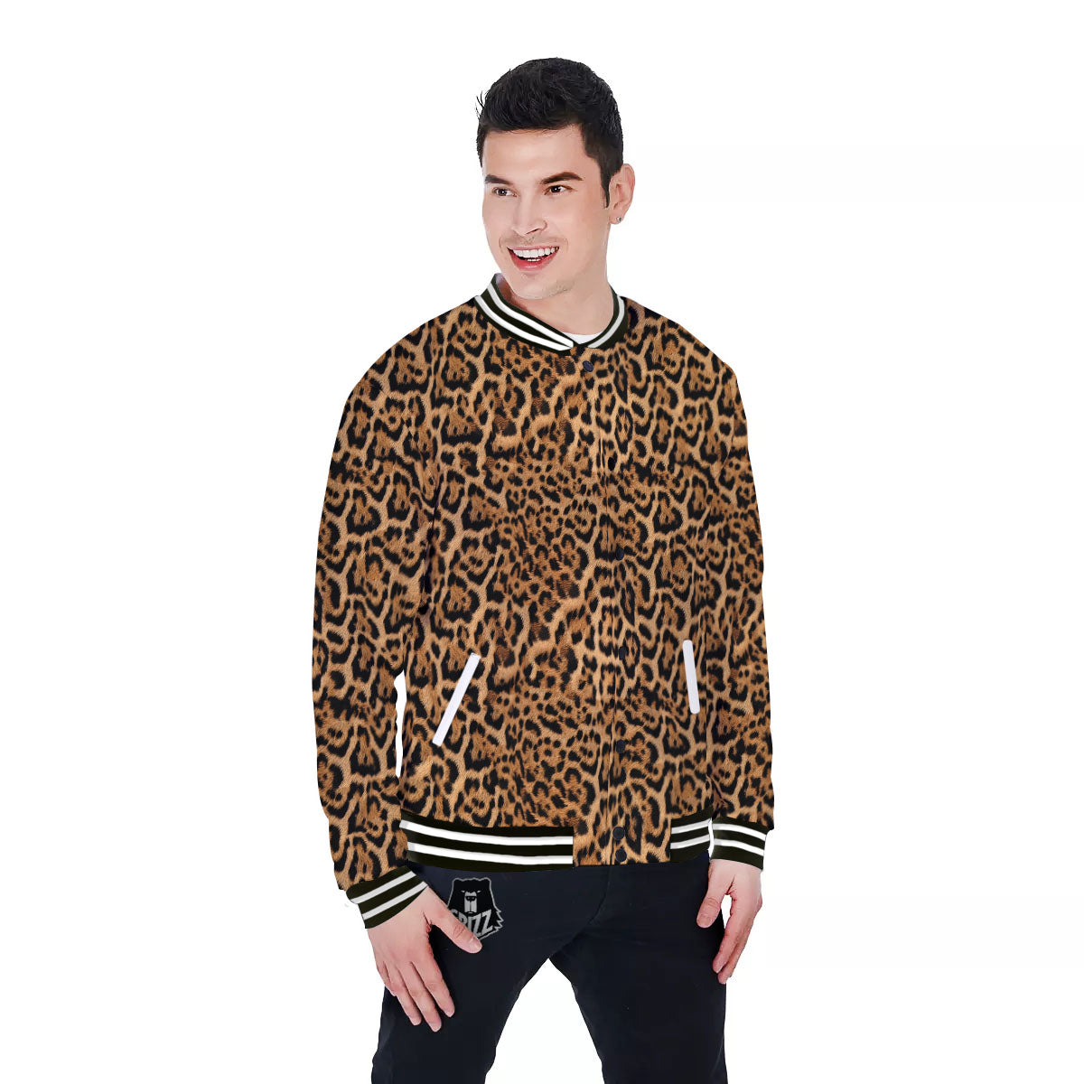 Fur Jaguar Print Pattern Baseball Jacket-grizzshop