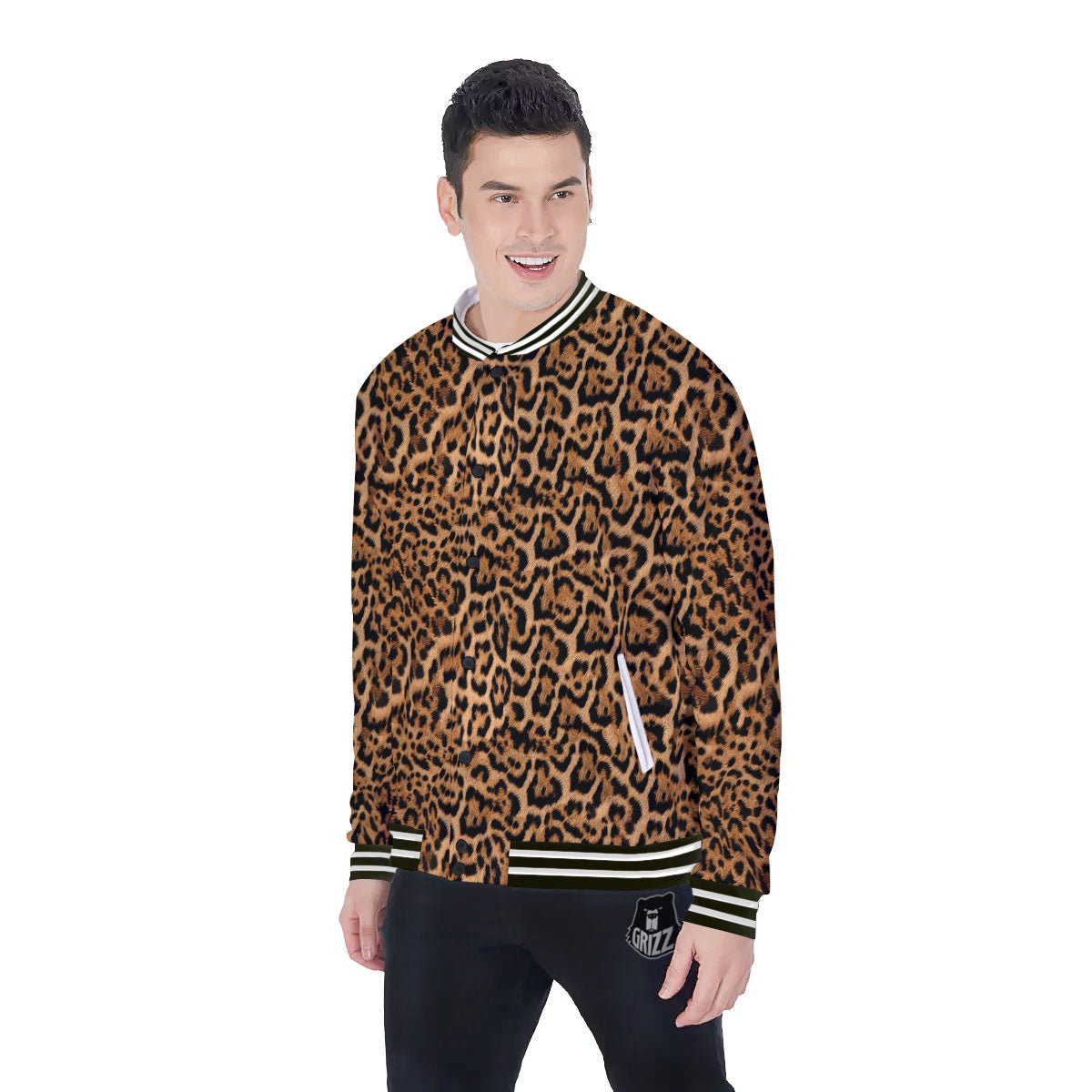 Fur Jaguar Print Pattern Baseball Jacket-grizzshop