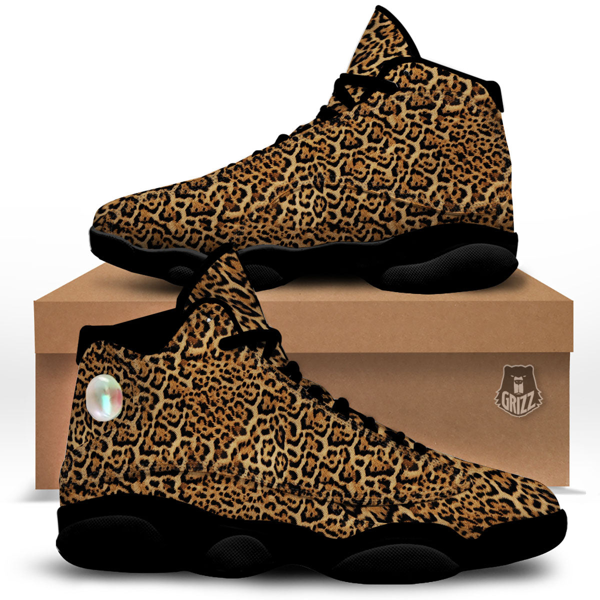 Fur Jaguar Print Pattern Black Basketball Shoes-grizzshop