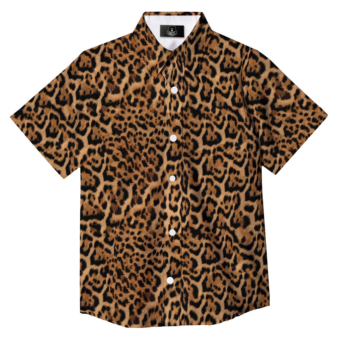 Fur Jaguar Print Pattern Button Up Shirt-grizzshop
