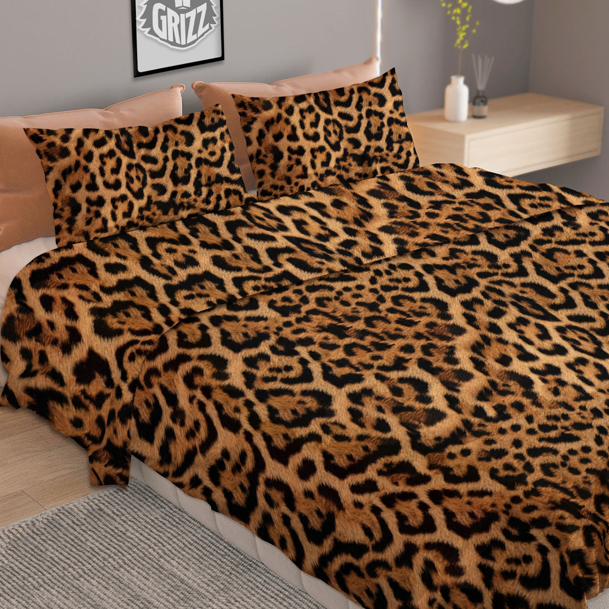 Fur Jaguar Print Pattern Duvet Cover Bedding Set