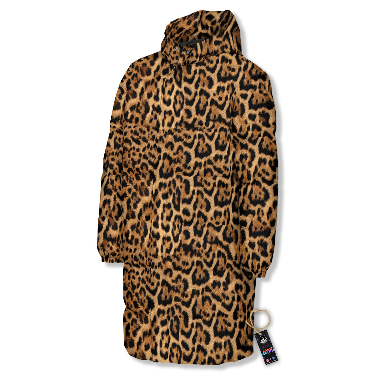 Fur Jaguar Print Pattern Long Down Jacket-grizzshop