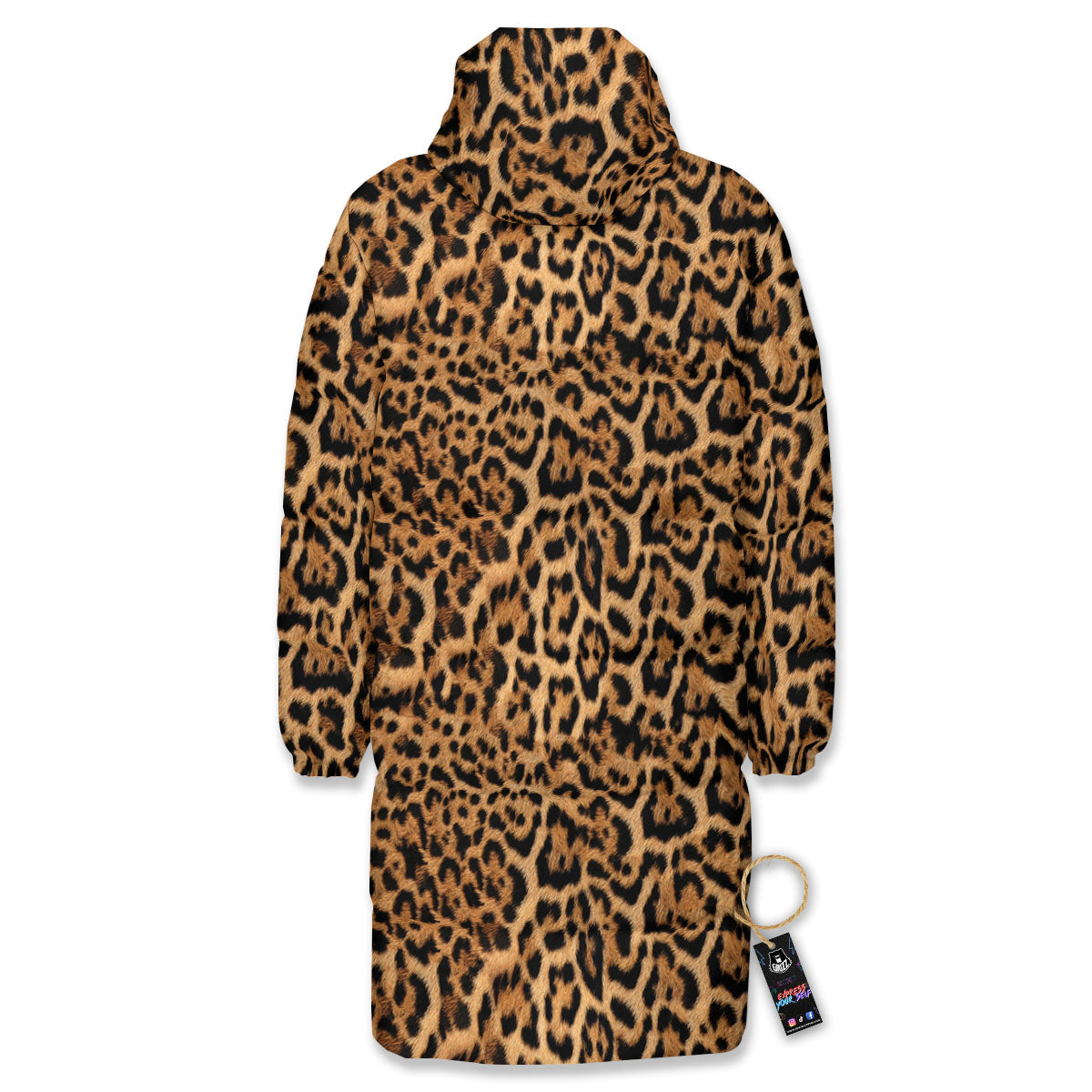 Fur Jaguar Print Pattern Long Down Jacket-grizzshop