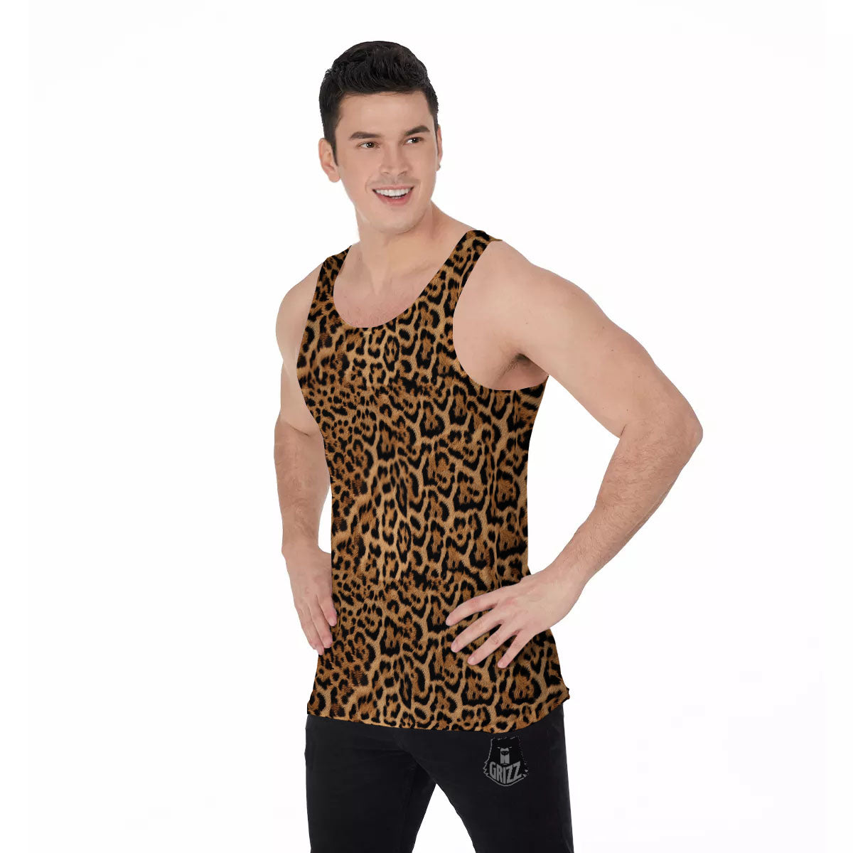 Fur Jaguar Print Pattern Men's Tank Top-grizzshop